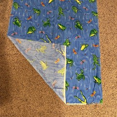 Vintage VIP Cranston Print Works Frog Dragonfly Cotton Fabric Blue Quilt 1 Yard