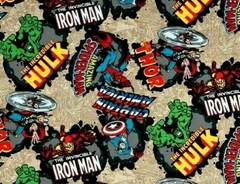 FAT QUARTER MARVEL COMIC BURST FABRIC AVENGERS SUPERHERO CAPTAIN AMERICA HULK