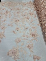 Blush Lace 3d Floral Flowers Embroidery Fabric By The Yard Dress Prom Bridal