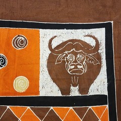 Quilting Craft Fabric Batik Cotton Panel African Animal Safari Themed 82″x60″