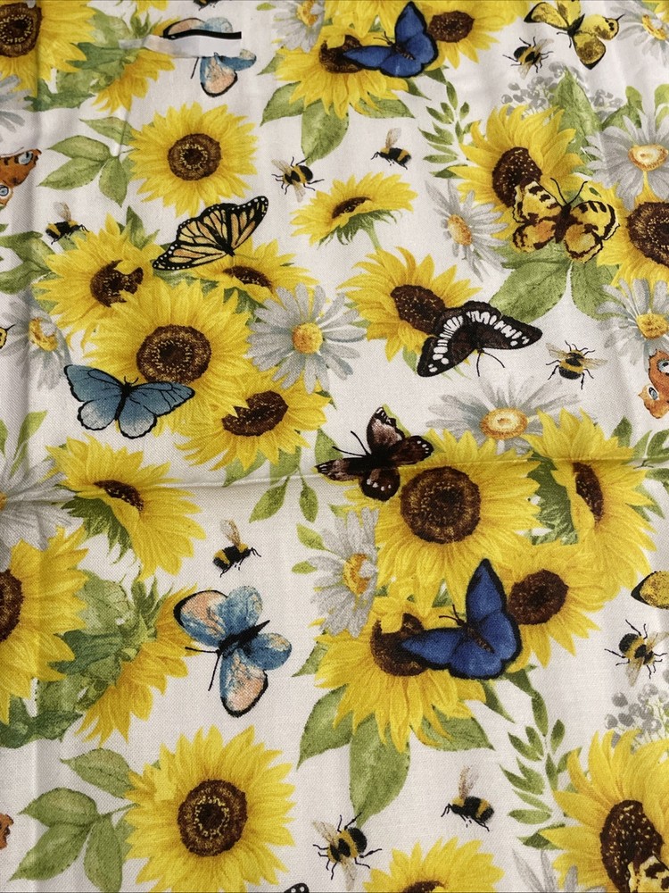Flowers And Butterflies Cotton Fat Quarter 18”x21” New