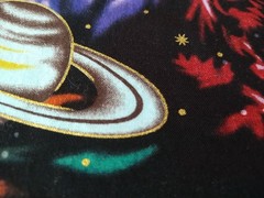 REMNANT STARGAZERS Planets Solar System Met Gold Print Cotton Quilt Fabric 13×21