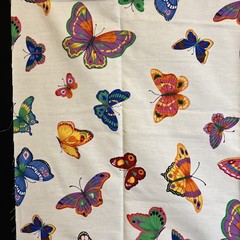 Vintage VIP Cranston Print Colorful Butterflies On White 24 X 37 Inch
