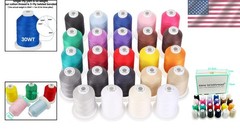 Colorful Mercerized Cotton Threads – 600M Spools – 24 Colors