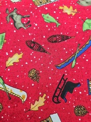 JWF Stufio Christmas Woodland Cotton Print Fabric 3 Yard X 44″ UNCUT Red Multi