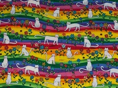 By 1/2 Yd Rainbow Cats Daisies St. Jude Cotton Quilt of Dreams Fabric by Kaufman