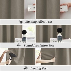 KEQIAOSUOCAI Taupe Blackout Linen Curtain Panels Back Tab, Privacy Protect Fu…