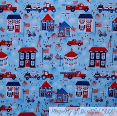 BonEful Fabric FQ Cotton Quilt Navy Blue Red White USA American Flag Tiny Little