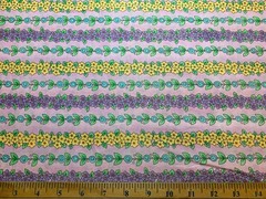 Floral Vine Stripe Cotton Fabric Vintage 90’s OOP