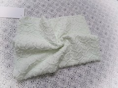 Light Green Vtg Chenille Bedspread Fabric, Texturized Curly Loops 18×24″ Piece