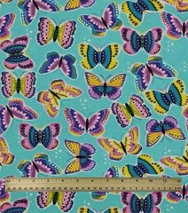 Ombre Butterflies Butterfly Aqua Turquoise Pink Purple Yellow Blue Cotton Fabric