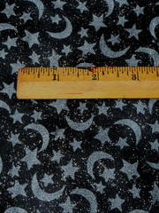Cotton Fabric Moon & Stars, Black, Gray & Glitter Sparkle By The Yard 44″