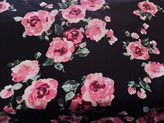 Floral Jersey Knit Print Black Colors Rose By The Yard
