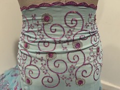 3 Yard Blue Pink Gold Embroidered Multicolor Sequins Chiffon Fabric 40” Width