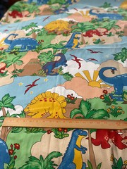 Vintage House N Home cotton decorating fabric/large dinosaur design 2 yds x 46″