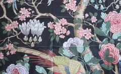 Rockbird GP & J Baker England Cotton Chintz Fabric Birds Floral 61×51 RARE 80’s