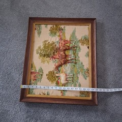 Vintage Trapunto 3-D Puff Fabric Horse Scene In Wooden Frame Ready To Hang