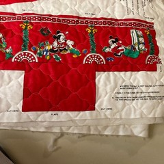 Vtg Disney Mickey & Friends Fabric Panel To Make Quilted Tree Skirt & Coasters.