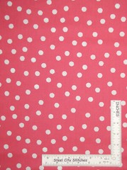 Loralie Designs Jumbo Dots Scattered White Rose Pink Cotton Fabric By The Yard