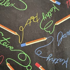 MARY ELLEN HOPKINS SSI Chalkboard Signatures Names Quilting Cotton Fabric 1y+34″