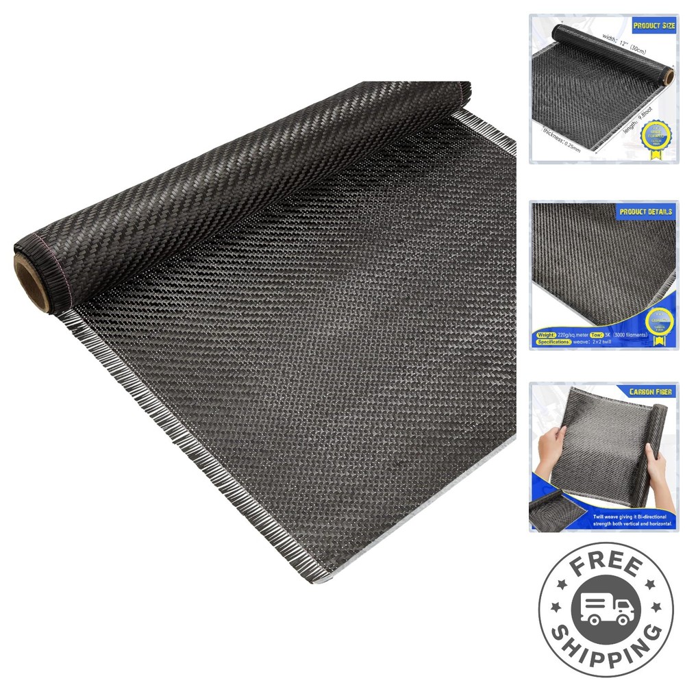 10ft x 12″ Carbon Fiber Cloth – Versatile Repair Fabric for Boats & Cars