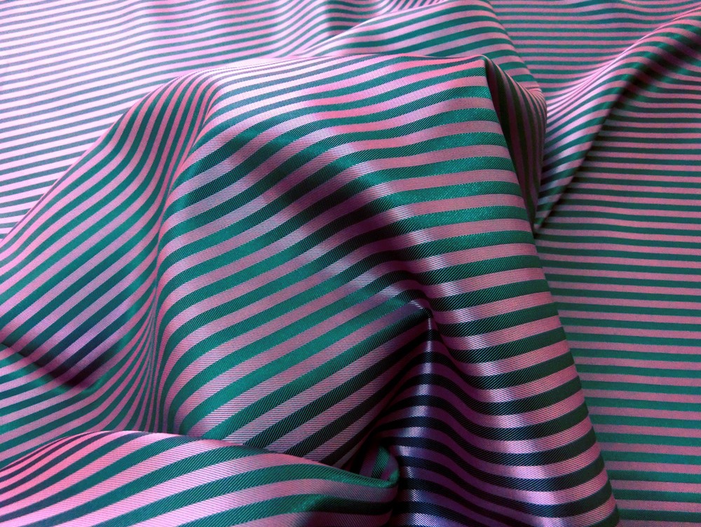 Pink & Gray Viscose Stripes Fabric Material Suit Jacket Skirt Ties Lining