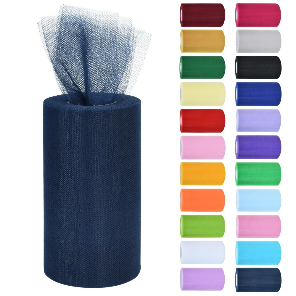 Navy Blue Tulle Fabric Rolls 6 Inch By 50 Yards Spool Ribbon DIY Tutu Wedding