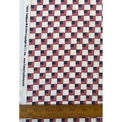Fabric – RARE Checkered July 4th Flags 2004 Fabric Traditions 50” x 45” inches