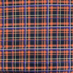 XL SCRAP 10X22″ Elegant H’ween Plaid Fabric Purple Orange Black Gold Metallic