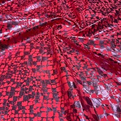 Animal Print Metallic Vibrant Red Snake Fabric 50″ wide Swimsuit Spandex By Yard