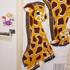 Vintage Giraffe Pillow Fabric Panel for 21″ x 11″ Pillow