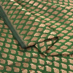 Sanskriti 1 Yd Art Silk Green Woven Brocade/Banarasi Dress Material Craft Fabric