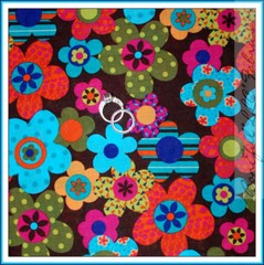 BonEful Fabric Cotton Quilt Brown PINK Rainbow FLOWER Calico Retro Dot VTG SCRAP