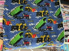 Construction Equipment Dump Truck Bulldozer Fleece Fabric, 60” Wide, Sold BTY