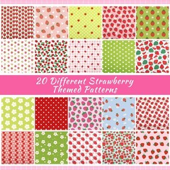 HunnmingRe 20 Pcs 10”x10” Strawberry Quilting Fabric Square Strawberries Precu