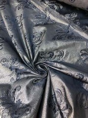Black Woven Jacquard fabric 60” beautiful navy silver both sides useable brocade