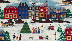 By 1/2 Yd Fabric Traditions Vintage Christmas Dickens Winter Village Fabric 1993