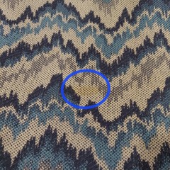 Upholstery Fabric Chevron Flame Stitch Tapestry Blue Ivory Navy 2.944 yards VTG
