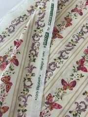 Lady Elizabeth Floral Filigree Butterflies Wallpaper Stripe Fabric 3 yds Kaufman