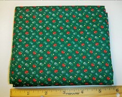 Cranston Vintage Little Red Apples and White Flowers on Green Cotton Fat Quarter
