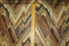 Vtg 2.88 yds Spectrum Fabric Mod Flamestitch Brown Drapery Cotton 54″ x 104″ BTP