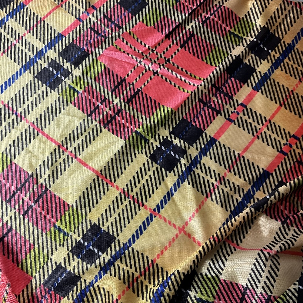Vibrant Plaid Argyle Knit Fabric 3 Yards x 44″ Wide Yellow Black Red Blue Green