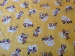 Minnie Mouse on Yellow Cotton fabric 14 INCHES WIDE and 36 inches long