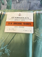 Vtg 1950s Harilela Hong Kong Silk Blend Brocade Fabric Silvery Green 5 Yards