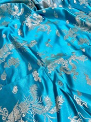 Arisa TURQUOISE Dragon Brocade Chinese Satin Fabric for Cheongsam/Qipao, Appare