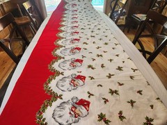 VIntage 50s Christmas Border Print Santa Claus 8 yards 34 W Extremely Rare MCM