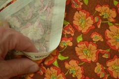 By- 1/2 Yd, Peach & Red Floral on Brown Quilt Fabric, Legacy/Fresh Fusion, C2547
