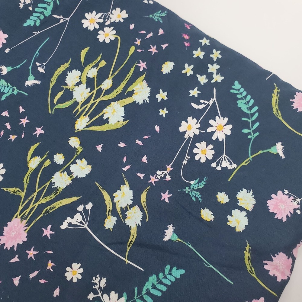 Art Gallery Fabric Floral Navy Fuchsia Cotton Sew Quilt Craft ONE YARD