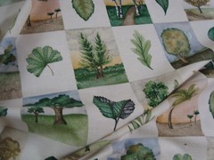 1 of 3 yds WAVERLY Fabric ARBOR DAY Two by Two TREE Block Cotton 54″ x 36″ BTY