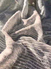 Mesh Cotton Soft Organic Fabric, White Check Pattern See- Through By 2 Meters
